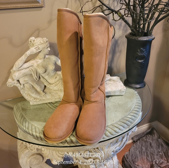 Australia Luxe Collective Spartan Tall Suede Shearling Moto Gladiator Boot #501 - Picture 3 of 15